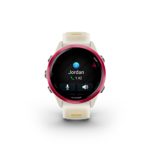 Garmin Forerunner 570 - 42 mm - ceas multisport cu GPS si AMOLED - alb mango roz Raspberry Aluminium with Translucent Bone | Mango Band - Img 4