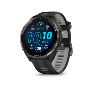 Garmin - Forerunner 965 ceas multisport cu GPS AMOLED - Ramă din titan DLC gri carbon cu carcasă neagră şi curea din silicon neagră/gri pudră - Img 3