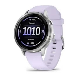 Garmin - Venu 4 41mm smartwatch cu GPS și AMOLED - Silver cu curea de silicon Periwinkle