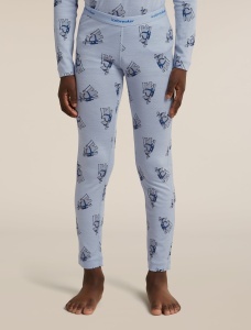 Icebreaker - colanti - 200 Oasis Leggings Bear Tour K - Zinc Blue/Aop - 10