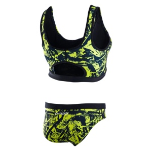 Orca - Costum de baie doua piese pentru Femei Bra &amp; Bikini - print albastru royal verde lime - Img 2