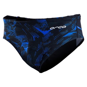 Orca - Slip inot pentru barbati Brief swimsuit - print negru albastru - Img 1