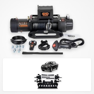 Pachet troliu Isuzu D-Max (2012-2018): troliu electric EMD Winch 13000 lbs cablu sintetic și suport troliu dedicat