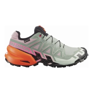 Pantofi Alergare Montana Femei Salomon Speedcross 6 GORE-TEX Storm Black / Green Milieu / Dragon Fire