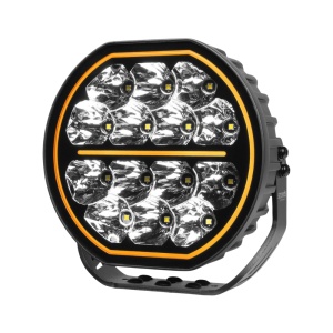 Proiector LED Big Energy 7″, 70W, 5600 lm, rază 465m, 5700K, fascicul optimizat 15,7°, lumină poziție albă și galbenă, carcasă aluminiu negru, lentilă policarbonat, suport inox, rezistent la apă și praf (IP67/IP69K), Strands - Img 3