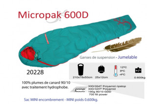 Sac-de-dormit-cu-puf-Freetime-Micropak-600D-(12/8/-4°C)-verde,-210x78cm-580g-impachetat-26×12cm -3