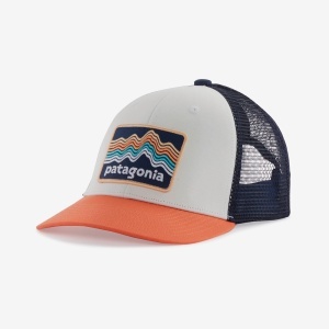 Șapcă copii Patagonia Trucker Hat - albă cu coral