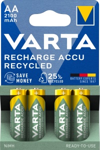 Set 4 acumulatori Varta Recharge Accu Recycled AA 2100 mAh