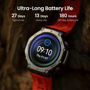 Smartwatch sport cu GPS si ecran AMOLED - Amazfit T-Rex - lava - Img 5