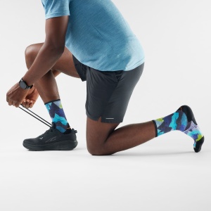 Șosete Merino trail running Smartwool Trail Run Summit Sector - albastru Nightfall Blue | Crew | Targeted Cushion - Img 2