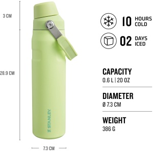 Stanley -termos tip sticla Aerolight Iceflow Fast Flow Lid bottle - verde deschis citrice - 591 ml - Img 2