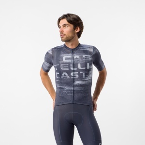 Tricou cu maneca scurta Castelli Stratus Logo, pentru barbati, twilight blue/winter sky