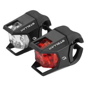 Bikefun - Set lumini pentru bicicleta (far + stop), Stellar, 2 leduri - negru