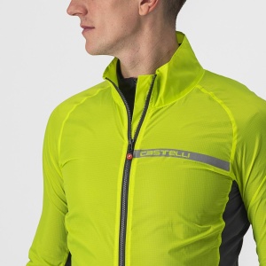 Castelli Squadra stretch - jacheta ciclism anti vant - verde lime electric gri inchis - Img 4