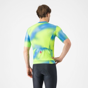 Castelli - tricou ciclism maneca scurta regular fit - Vortice Jersey - albastru | verde lime - Img 2