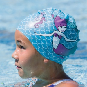 Finis - Casca inot silicon pentru copii Mermaid Silicone Cap Paradise - albastru deschis mov - Img 2