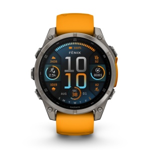 Garmin - fenix 8 AMOLED Sapphire - 47 mm - Titanium with Spark Orange | Graphite Silicone Band