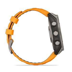 Garmin - fenix 8 AMOLED Sapphire 47mm - smartwatch premium AMOLED - ramă argintie din titanium si curea din silicon portocalie - Img 6