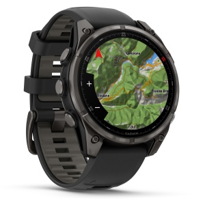 Garmin - fenix 8 Pro 47mm - smartwatch premium AMOLED Sapphire - ramă gri din titanium DLC si curea din silicon neagră-gri - Img 3
