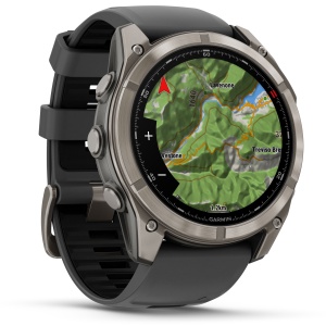 Garmin - fenix 8 Pro 51mm - smartwatch premium AMOLED Sapphire - ramă argintie din titanium si curea din silicon neagră-gri - Img 3