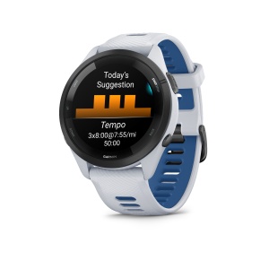Garmin - Forerunner 265 ceas multisport cu GPS AMOLED - Ramă neagră cu carcasă Whitestone şi curea din silicon Whitestone/Tidal Blue - Img 2