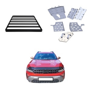 Kit off-road Dacia Duster 4x4 (2024+): set scut metalic complet, portbagaj aluminiu T40 și deflector capotă