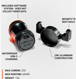 Lezyne - lumini spate stop - SADDLE "AI Alert" - 250 lumeni - USB - negru - Img 3