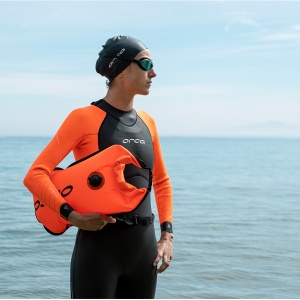 Orca - costum neopren ape deschise pentru femei vizibilitate sporita W Vitalis OpenWater HI VIS wetsuit - negru portocaliu - Img 8