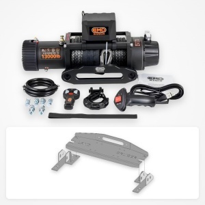 Pachet troliu Toyota Land Cruiser J90 (1995-2002): troliu electric EMD Winch 13000 lbs cablu sintetic și suport troliu dedicat