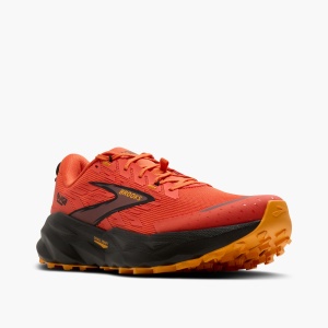 Pantofi alergare trail Brooks Range bărbați - roșu-portocaliu cu negru - Img 3
