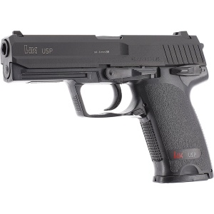 Pistol airsoft cu actionare manuala Heckler & Koch USP, bile plastic, BB 6 mm, 0.5 jouli, negru
