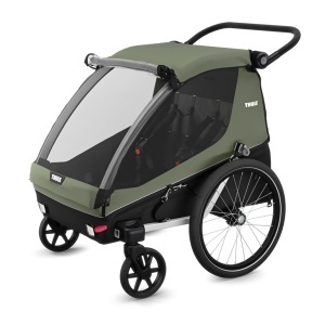 Remorca de bicicleta pentru transport 2 copii, Thule, Courier, Vintage green - Img 6