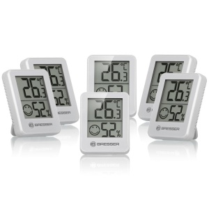 Set 6 statii meteo Bresser Temeo Hygro Indicator 7000015, termometru, higrometru, alb