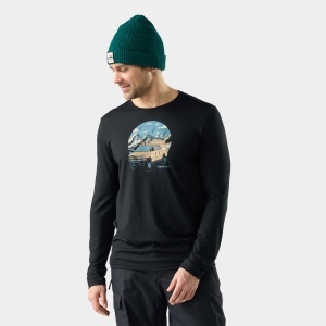 Smartwool - bluza - First Chair Pursuit Active Long Sleeve Graphic Tee - Black - L