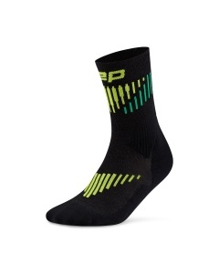 Șosete compresie CEP Core Run Merino Mid Cut - negru/lime | alergare vreme rece
