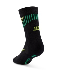 Șosete compresie CEP Core Run Merino Mid Cut - negru/lime | alergare vreme rece - Img 2