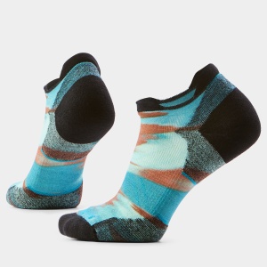 Șosete Merino alergare Smartwool Run Brushed Print - albastru Nightfall | Low Ankle | Targeted Cushion