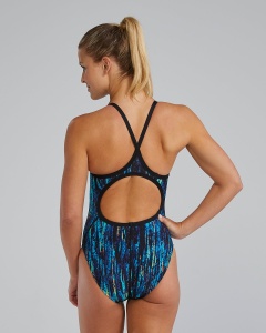 TYR - costum inot intreg pentru femei - Durafast Elite Diamondfit Aurora Swimsuit - Blue Rainbow | Black - 26 (XS) - Img 2