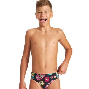 Arena - costum inot baieti - slip - Crazy Skulls Carnival Jr - Black | Multi - Img 1