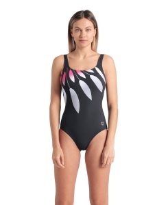 Arena - costum inot femei intreg - W Swimsuit Giuliana Squared Back C - Night Grey I Night Grey I Multi - Img 1