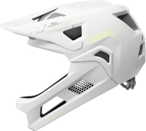 Cască copii MTB full-face Abus YouDrop FF - alb cu accente lămâie