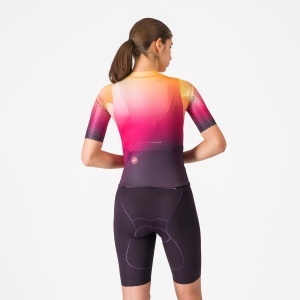 Castelli - costum triatlon cu maneca scurta - Free Sanremo 3 W Suit Short Sleeve - negru | portocaliu vivid - Img 2