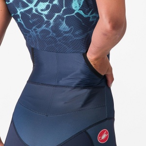 Castelli - costum trisuit triatlon pentru femei, maneca scurta Free Sanremo SS Suit - indigo belgian turcoaz - Img 3