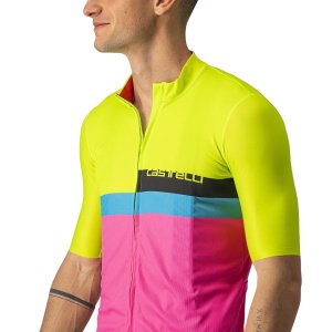 Castelli - tricou ciclism maneca scurta A Blocco - galben fluo magenta albastru - Img 5