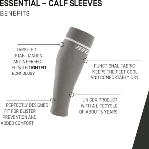CEP - compresie gamba - Essential Calf Sleeves - Gri squad stone - Img 2