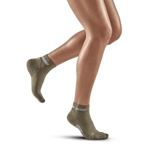 CEP - sosete compresie scurte femei The Run W Socks Low Cut - verde inchis maslina gri deschis - Img 3