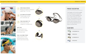 Finis - ochelari inot adulti Tide Goggles - argintiu oglinda alb - Img 3