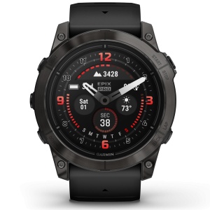 Garmin - epix Pro 51mm Gen 2X Sapphire smartwatch premium AMOLED - ramă gri din titanium DLC si curea din silicon neagră