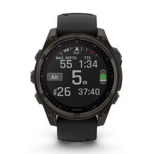 Garmin - fenix 8 Solar Sapphire 47mm - smartwatch premium - ramă gri din titanium DLC si curea din silicon neagră-gri - Img 2