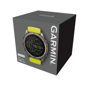 Garmin - fenix 8x Solar Sapphire 51mm - smartwatch premium - ramă argintie din titanium si curea din silicon galben fluo - Img 9
